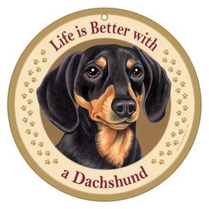 10 inch Round Dachshund Plaque- brown & Tan